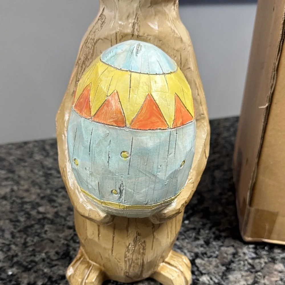 Easter Bunny with Egg Figurine resin NEW 20 inches
